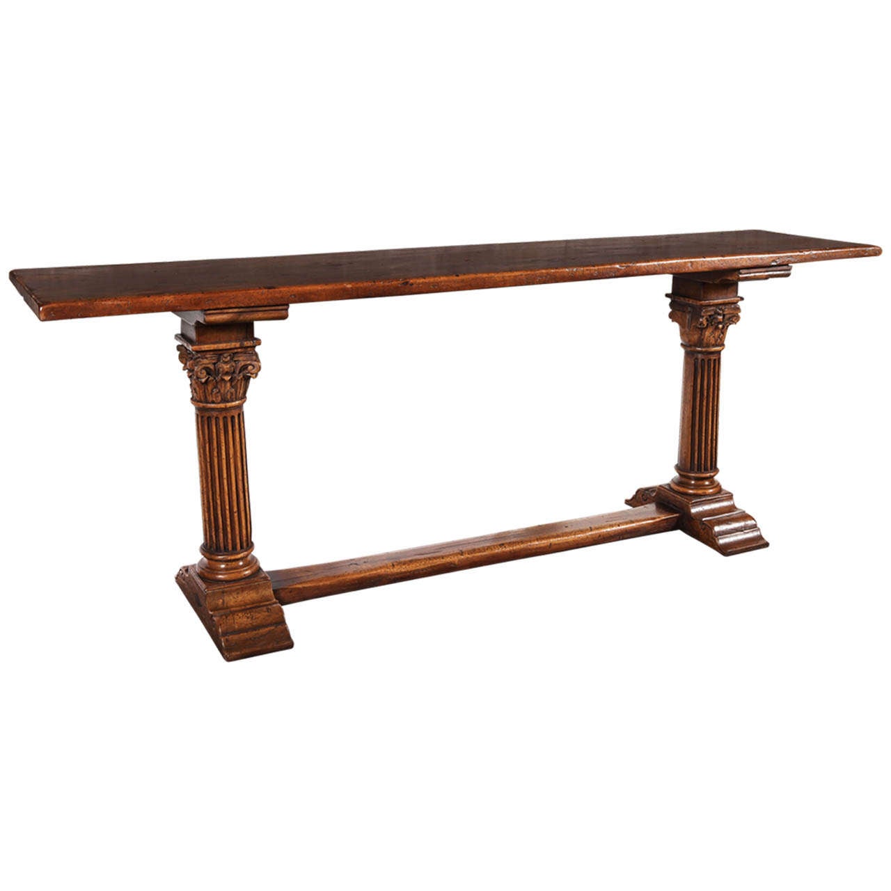 18th C. Walnut Trestle Console Table at 1stdibs
