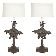 Pair of Griffin Lamps