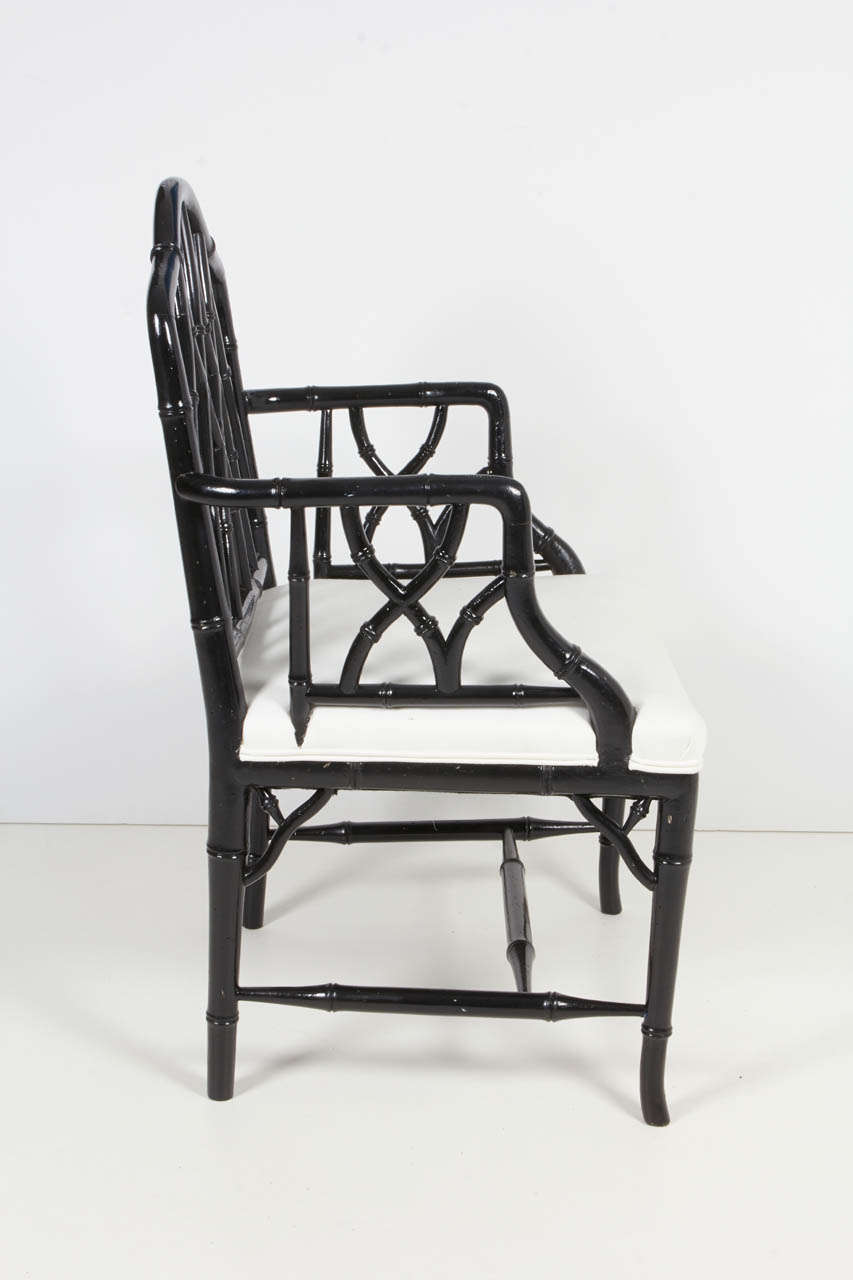 American Pair of Painted Faux Bamboo Chairs