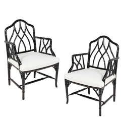 Pair of Painted Faux Bamboo Chairs