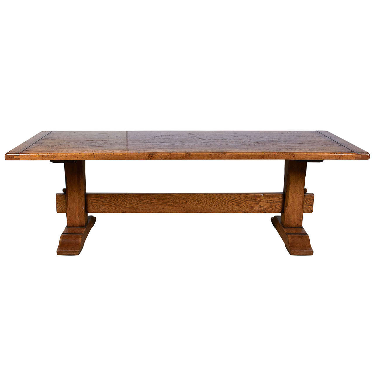 Oak Dining Table with Trestle Supports For Sale