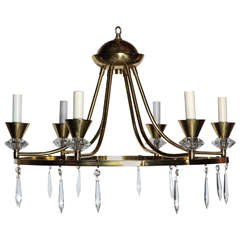 Mid Century Lightolier Polished Brass Chandelir