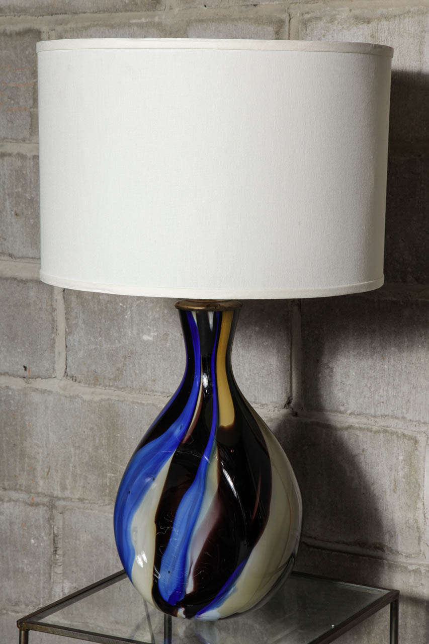 Mid-Century Modern Pair of Murano Glass Table Lamps