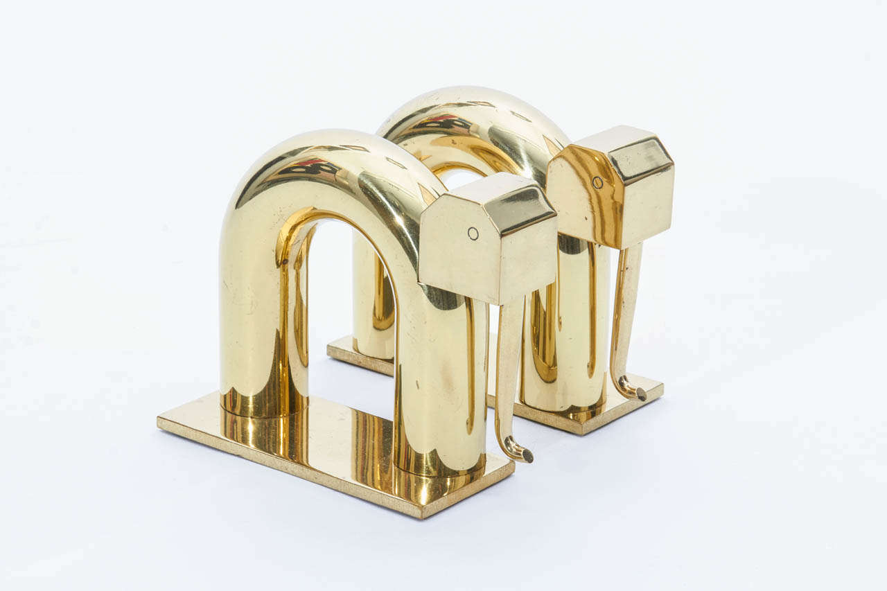 American Walter Von Nessen for Chase Machine Age Modernist Elephant Bookends, circa 1931 For Sale
