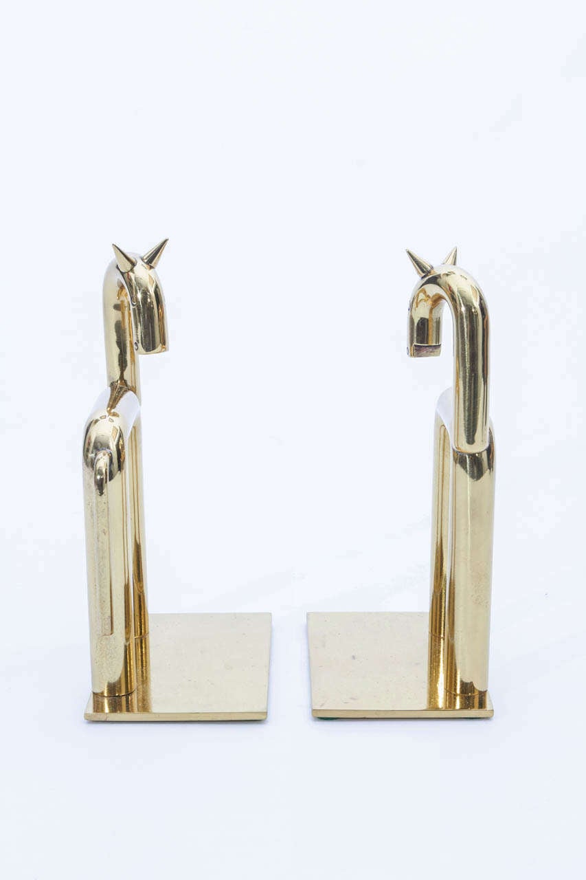 American Walter von Nessen / Chase Machine Age Modernist Horse Bookends, circa 1931 For Sale