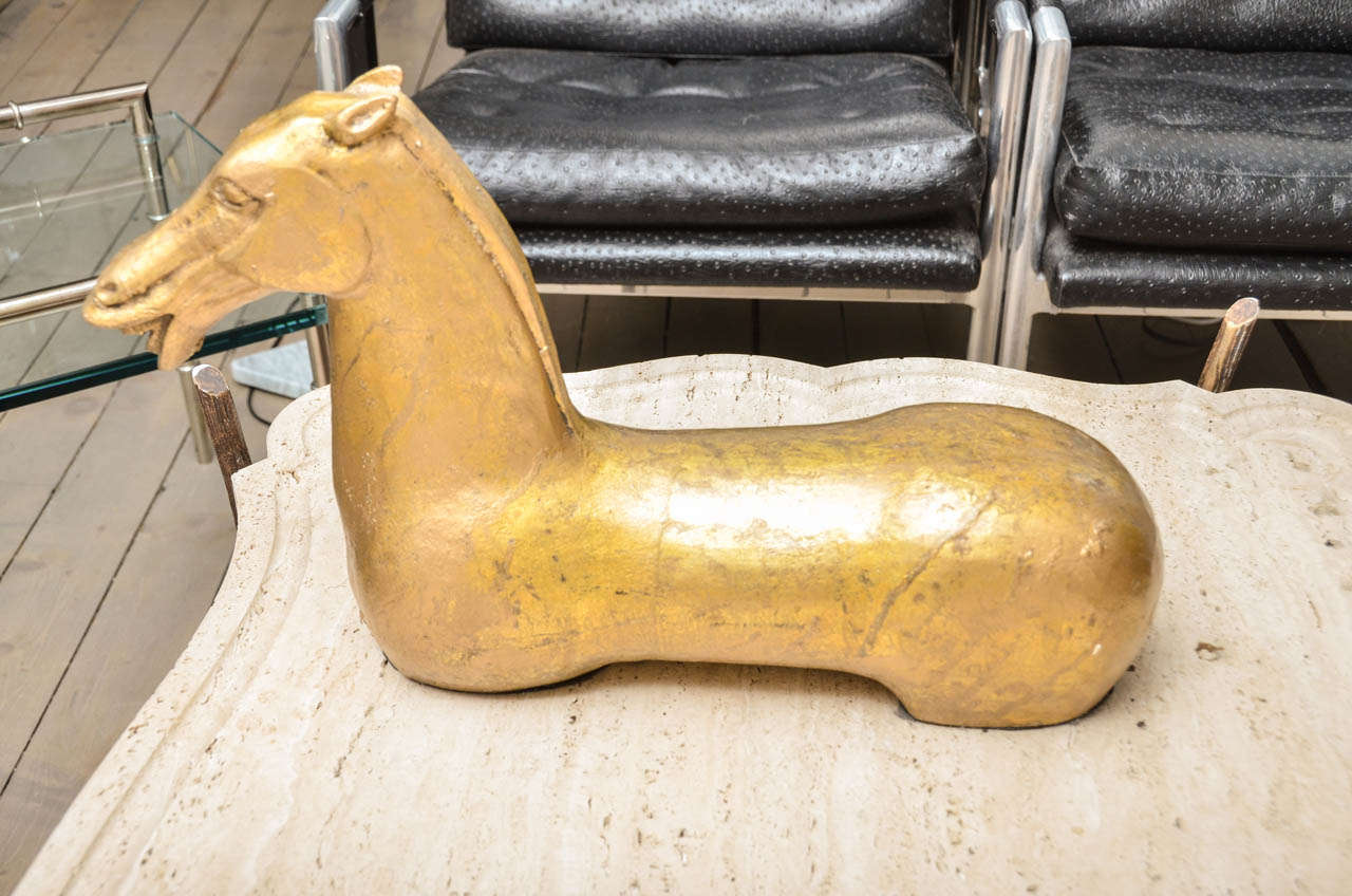 Pair of gilt horse sculpture