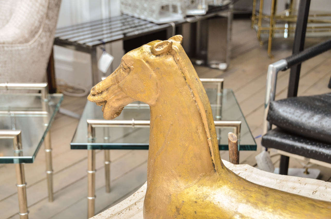 Pair of Gilt Horses In Excellent Condition In Bridgehampton, NY