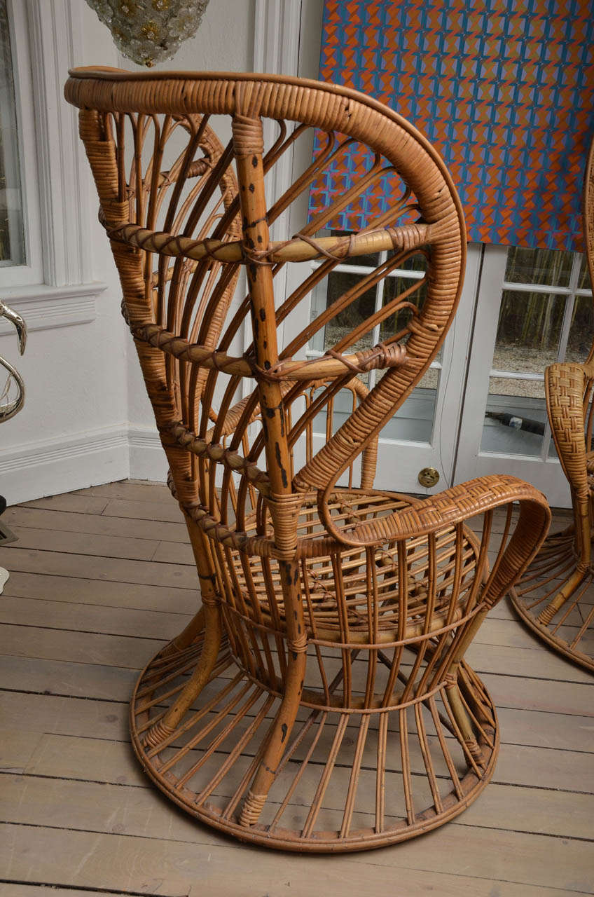 Pair of Cane Chairs by Lio Carminati In Excellent Condition In Bridgehampton, NY