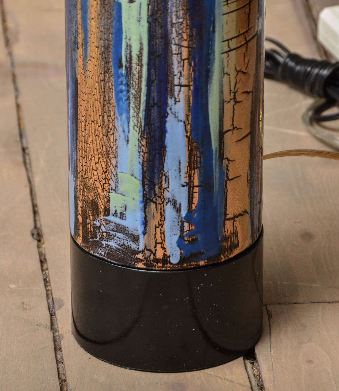 Enameled Sculptural Floor Lamp in Hues of Blue at 1stdibs