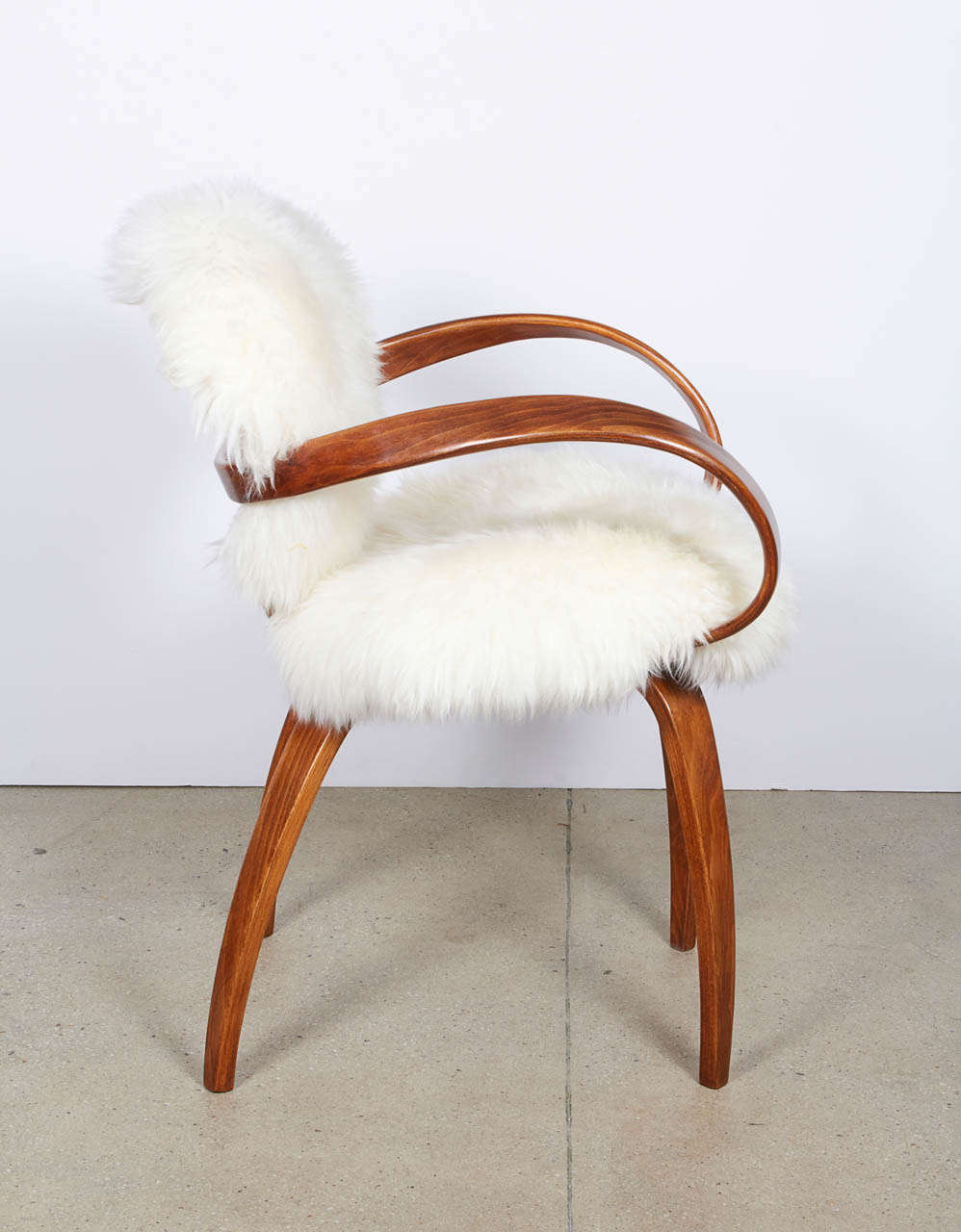 American Original Norman Cherner Chair for Plycraft in Silky Argentine Mongolian Goat Hide