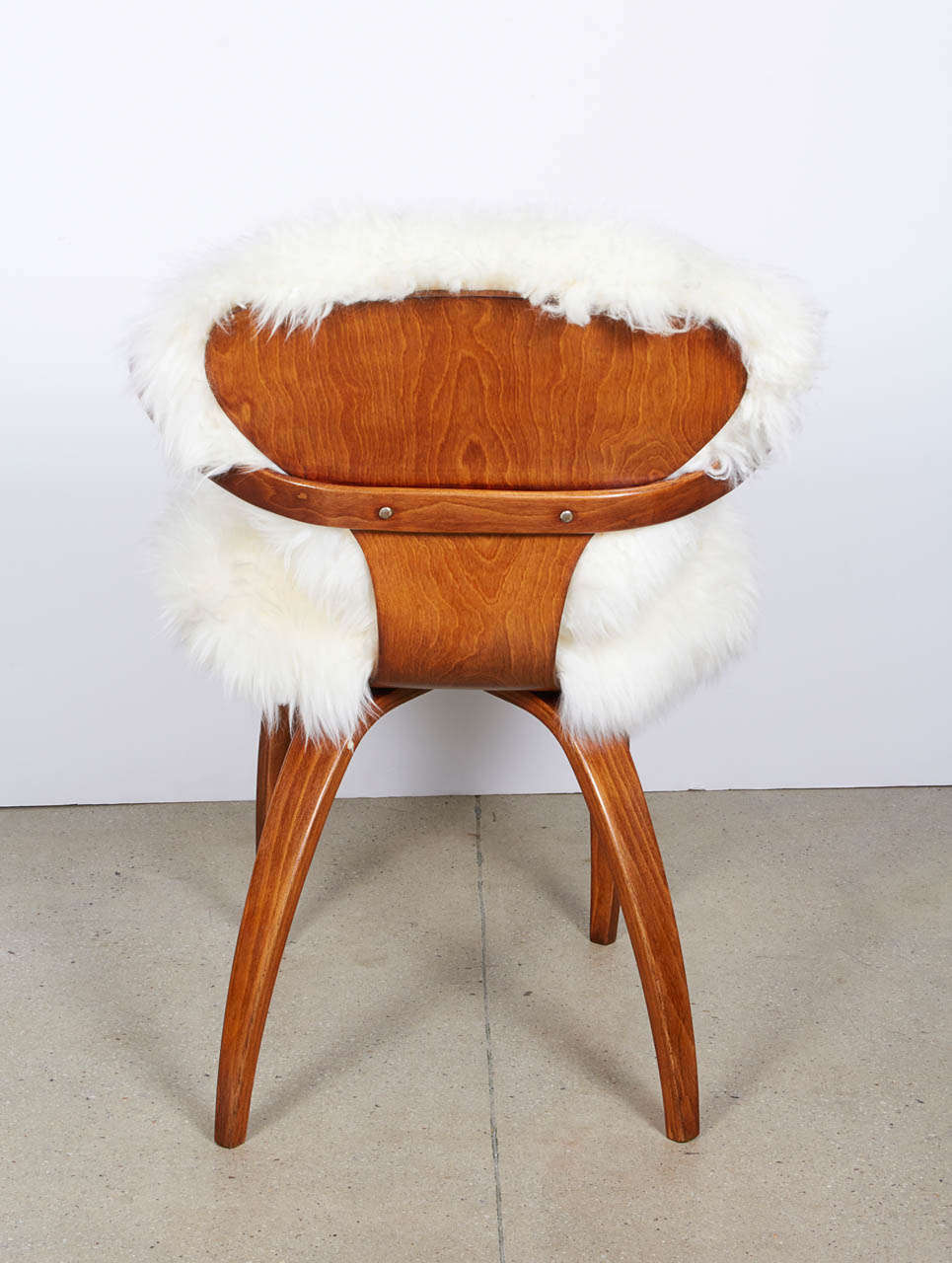 Original Norman Cherner Chair for Plycraft in Silky Argentine Mongolian Goat Hide In Excellent Condition In New York, NY