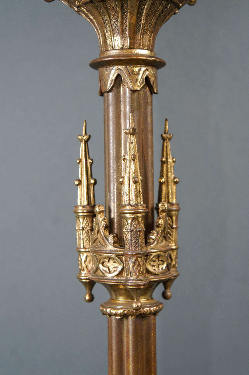 English Pair of Gothic Style Candlesticks For Sale