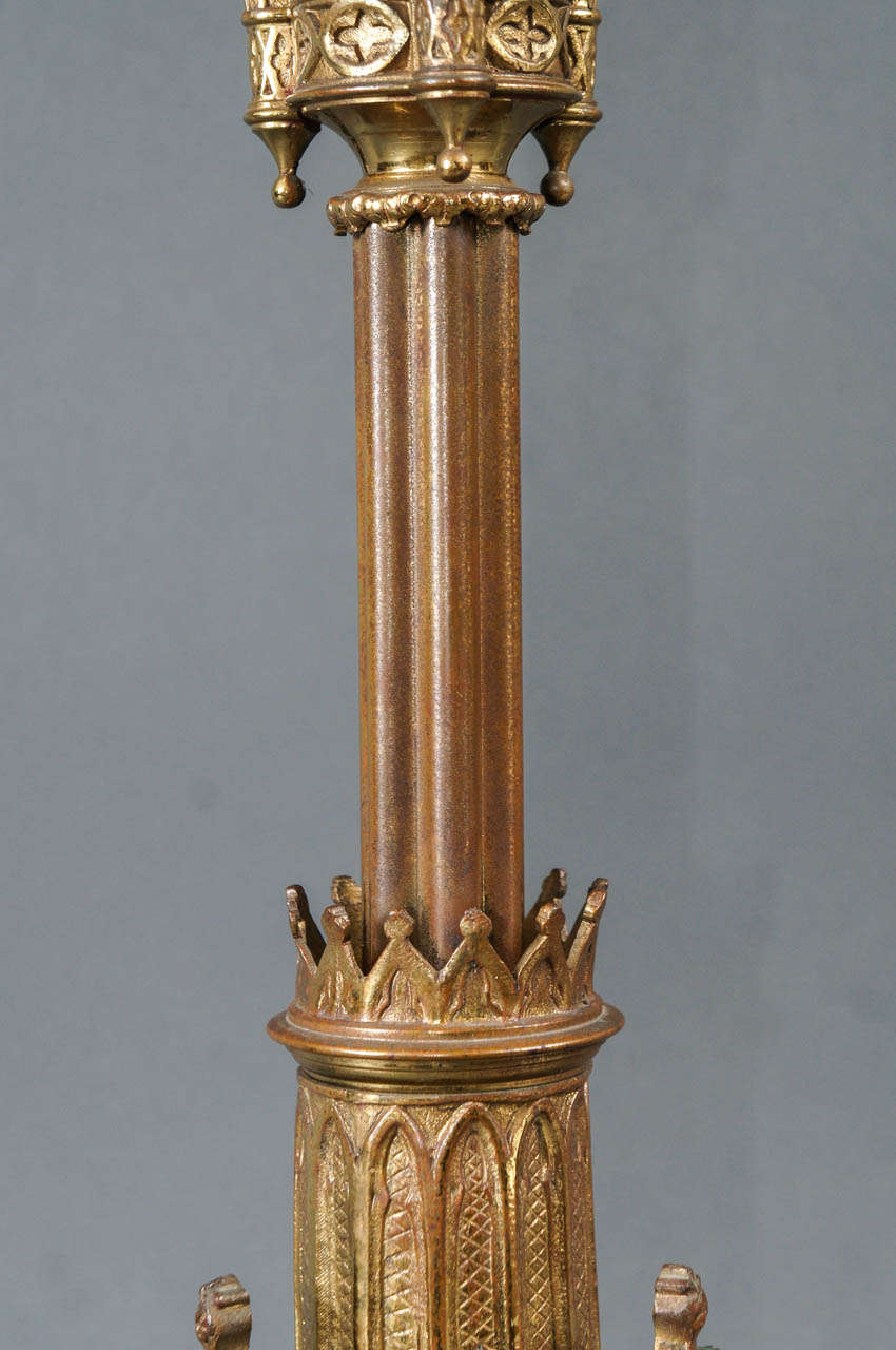 Pair of Gothic Style Candlesticks In Excellent Condition For Sale In Hudson, NY