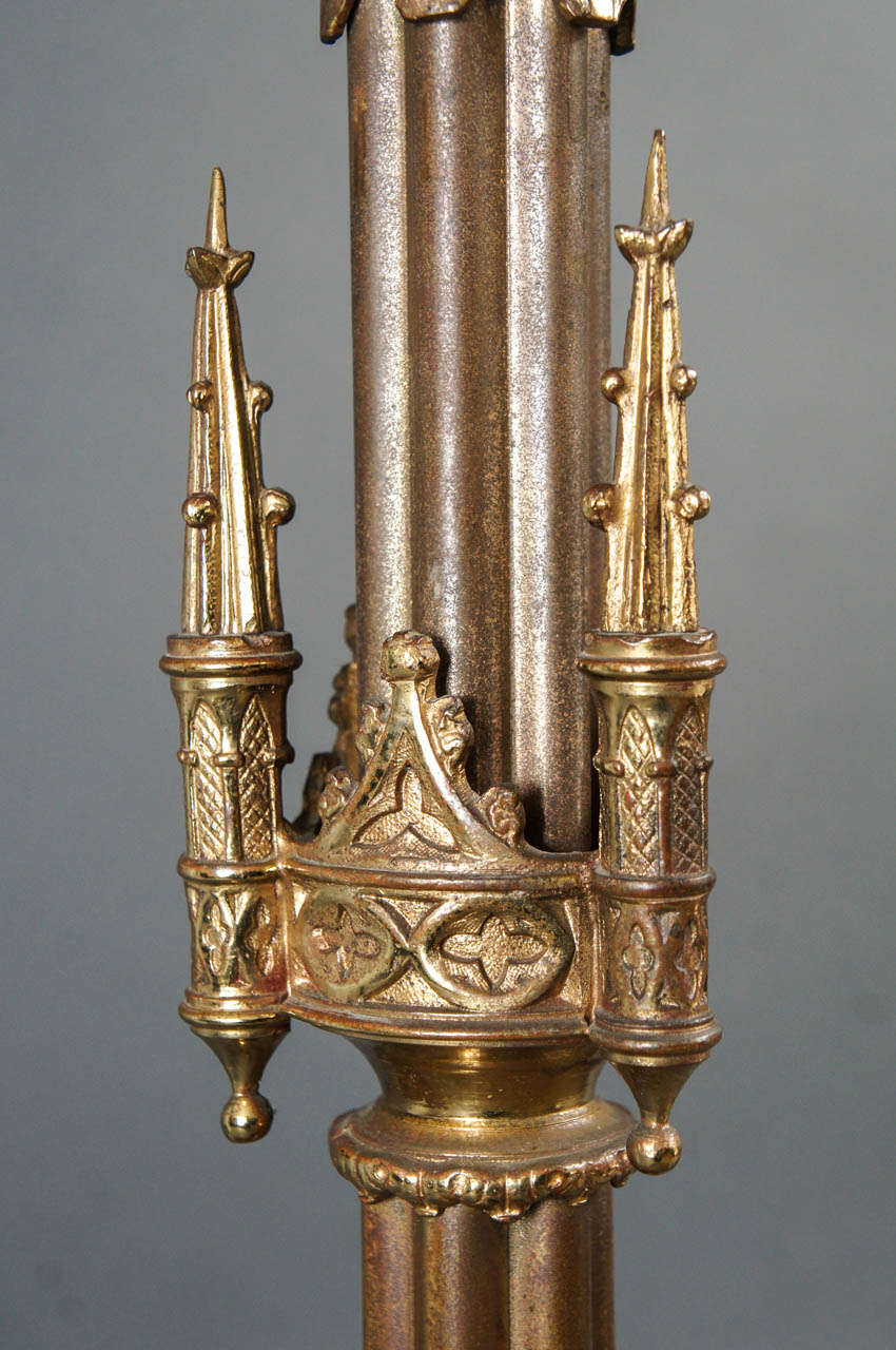 Pair of Gothic Style Candlesticks For Sale 2