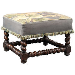 Antique Continental Twisted Legs and Stretchers Stool