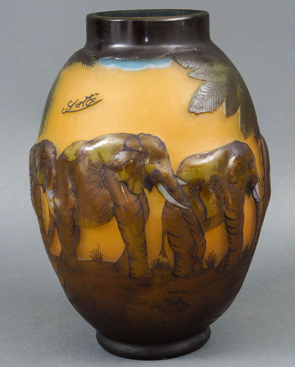 Gallé Etched Glass Vase at 1stdibs