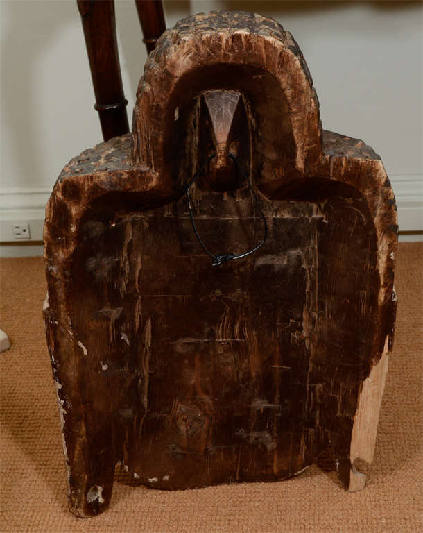 Large 19 th Century Carved Wood Buddha Head 3