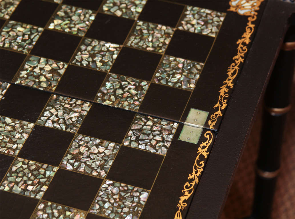 English Papier Mâché Game Table on Stand For Sale 1