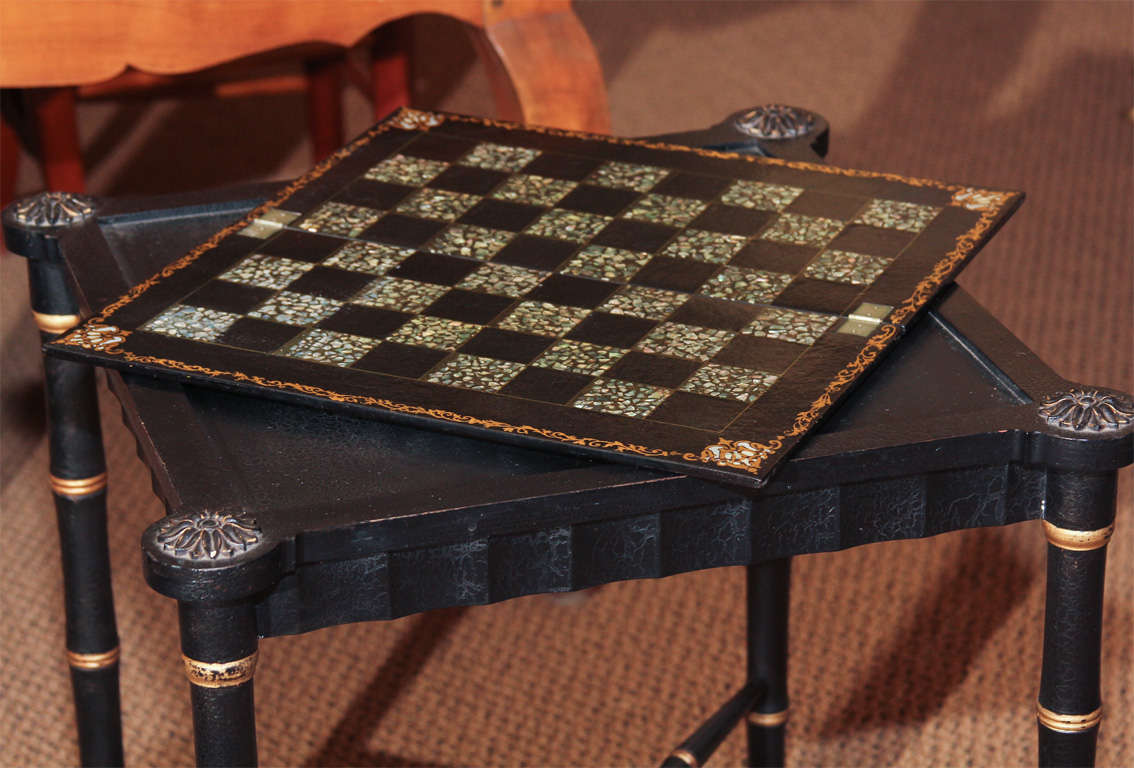 English Papier Mâché Game Table on Stand For Sale 2