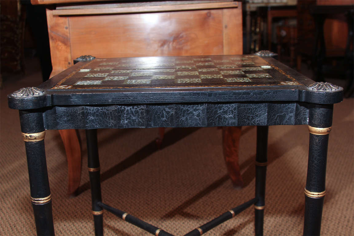 English Papier Mâché Game Table on Stand For Sale 4