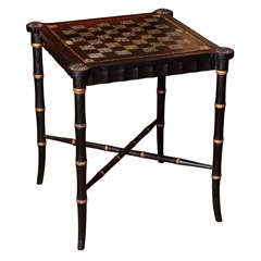 Antique English Papier Mâché Game Table on Stand