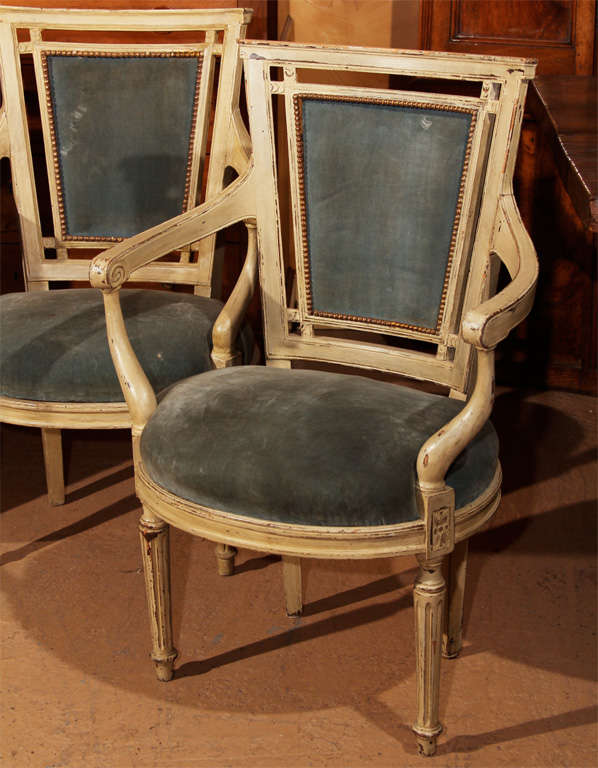 Set of Four French Directoire Style Arm Chairs In Good Condition In Kirkland, WA