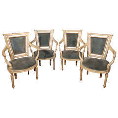 Set of Four French Directoire Style Arm Chairs