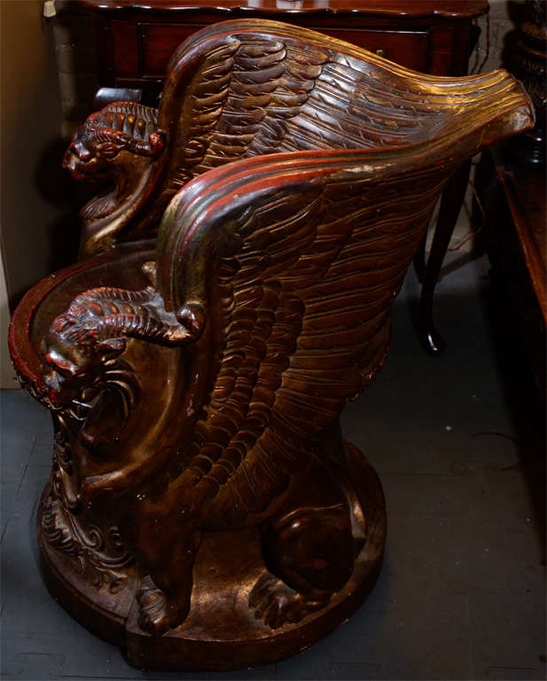A Gilt Painted Terra-Cotta Griffin Throne Chair after the Design For Sale 2