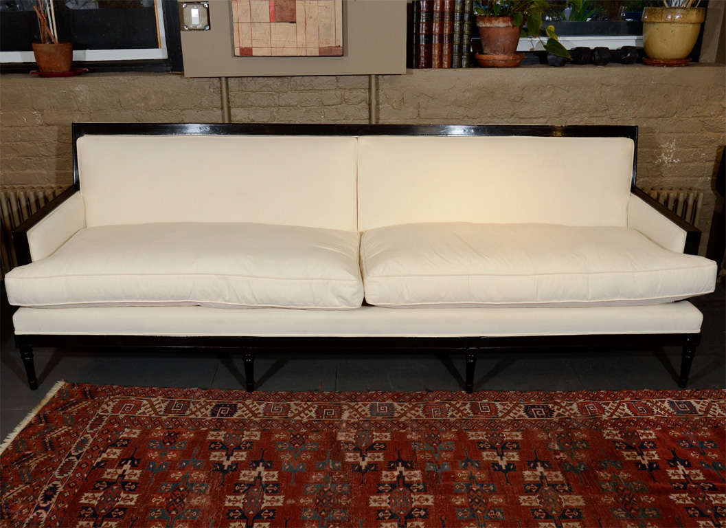 An Ebonized 1940s Louis XVI Style Upholstered Sofa