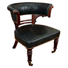 A Late George IV Tub-Back Desk Chair Upholstered in Leather