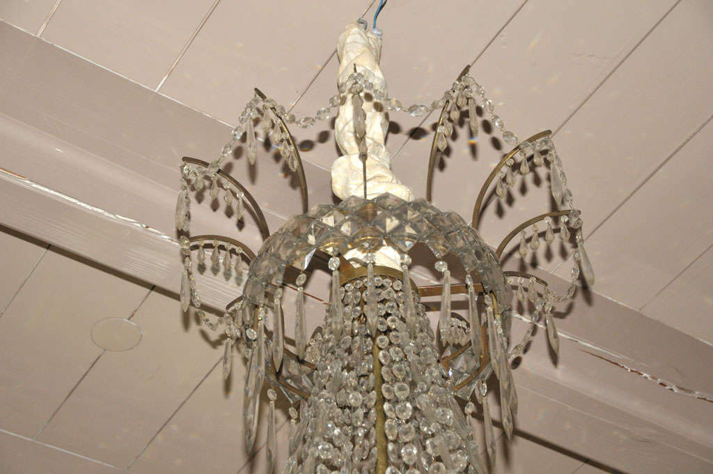 A large 19th century French Neoclassical brass and cut glass chandelier 2
