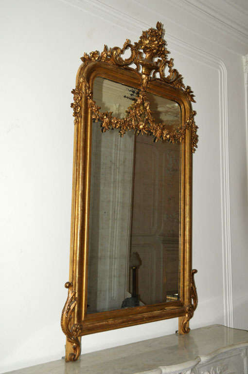 19th Century A large 19th century French Neoclassical giltwood wall mirror