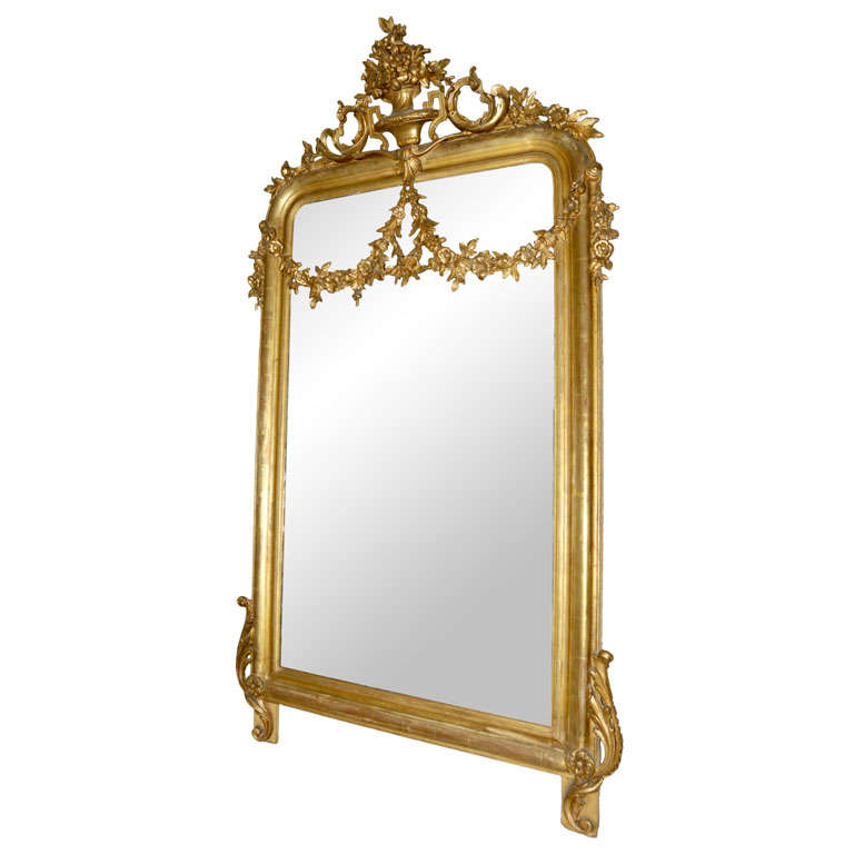 A large 19th century French Neoclassical giltwood wall mirror
