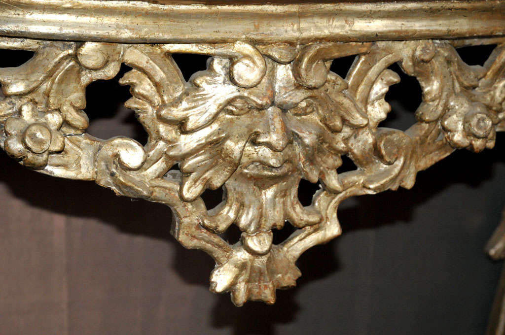 Régence An 18th century French Regence carved silvered wood console table, circa 1720