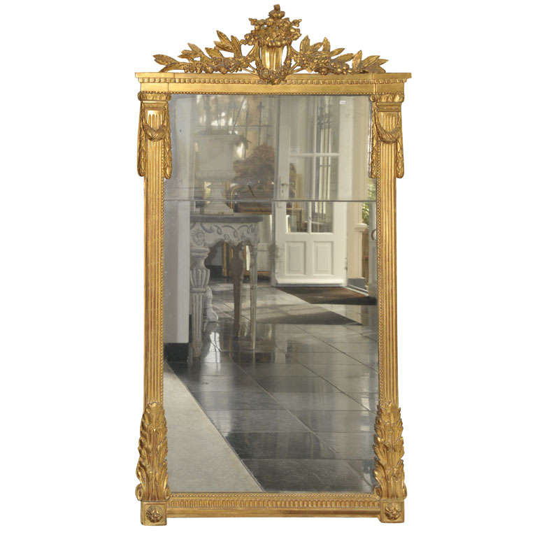 A large 18th century French Louis XVI giltwood mirror, circa 1780