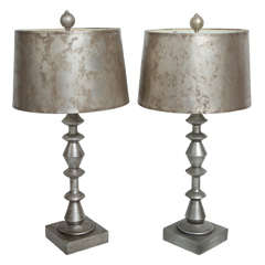 Pair Silverleaf Turned lamps