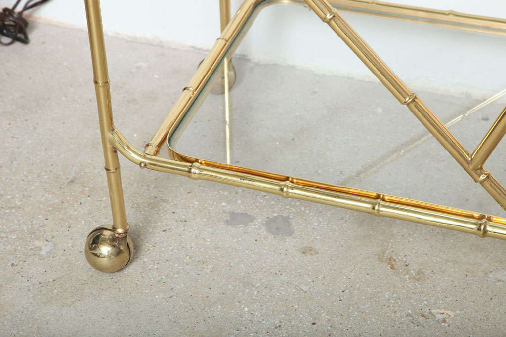 Brass Faux Bamboo Tea Cart