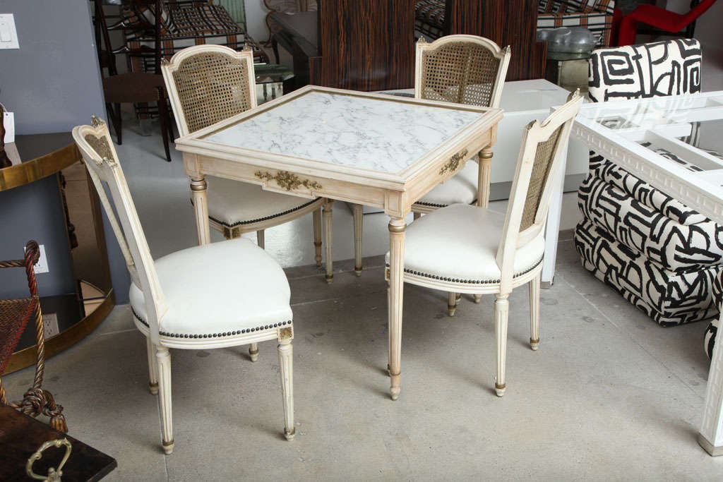 Mid-20th Century Neoclassical Game Table and 4 Chairs attributted to Jansen