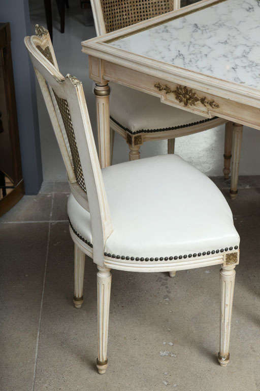 Neoclassical Game Table and 4 Chairs attributted to Jansen 4