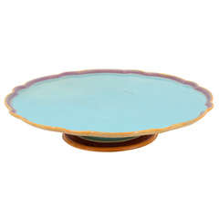 Minton Majolica Turquoise Serving Stand, England, c. 1875