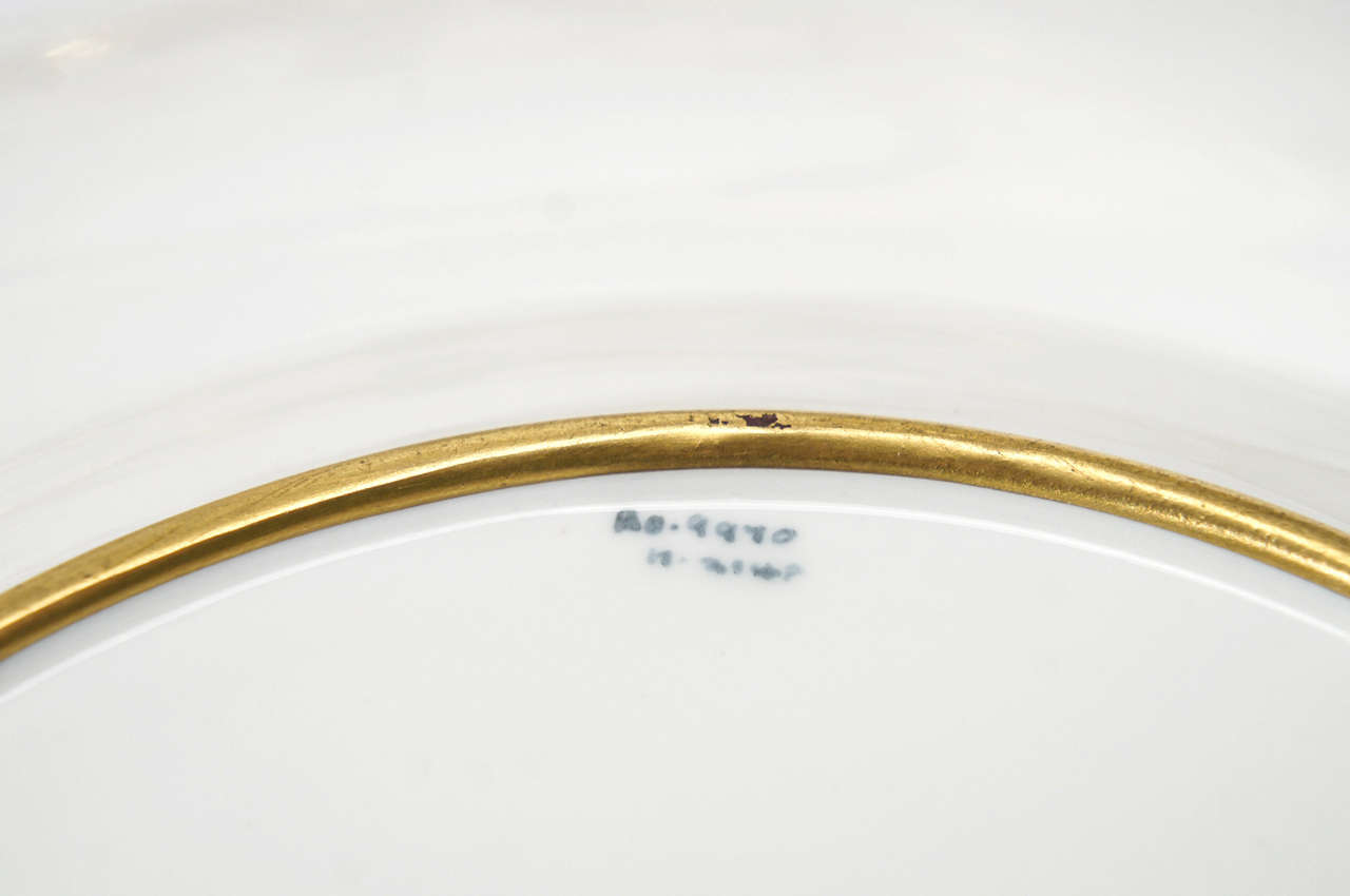 12 Royal Doulton "Powder Blue" W/ Raised Gold Dinner Plates For Sale at