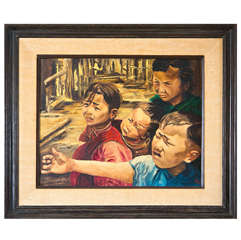 Oil Painting Of Vietnamese Mother and Children