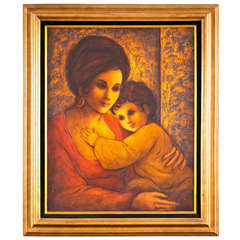 Used Oil Painting by  Adele Norman of "Mother And Child"