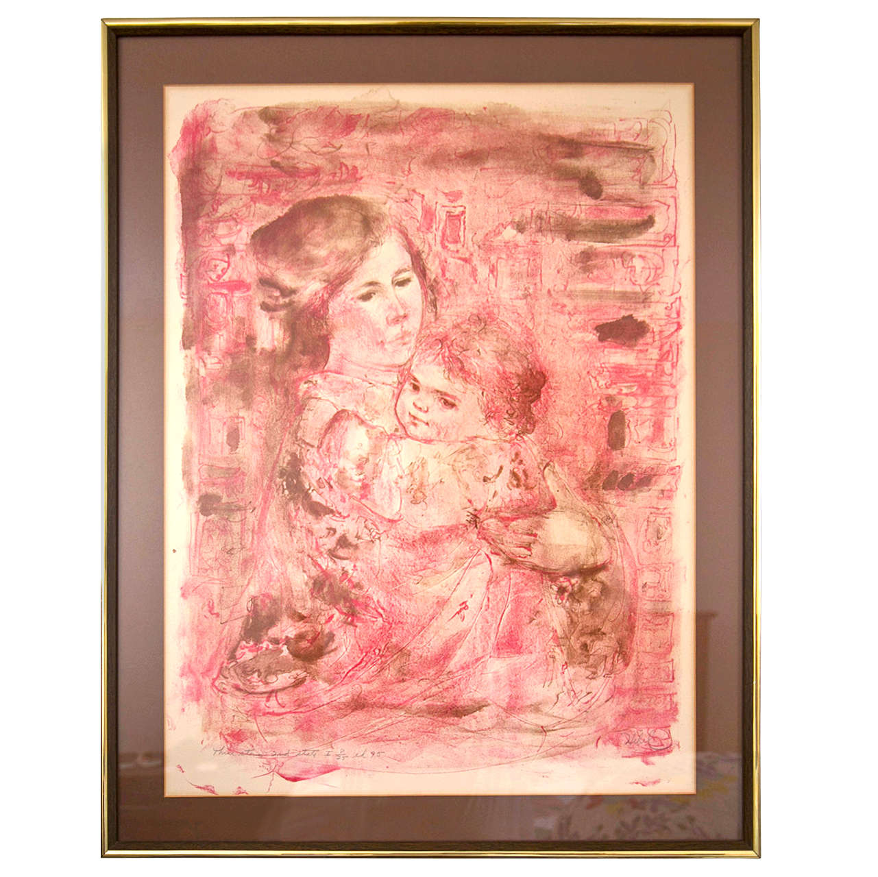 Edna Hibel Signed Lithograph of Mother And Child