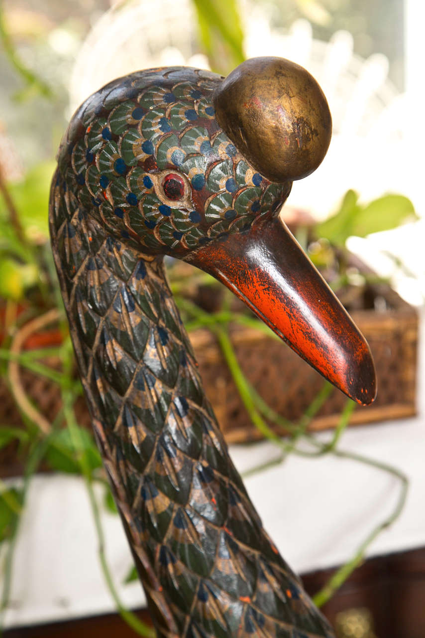 Folk Art Two Hundred Year Old Wooden Statue of a Royal Goose For Sale