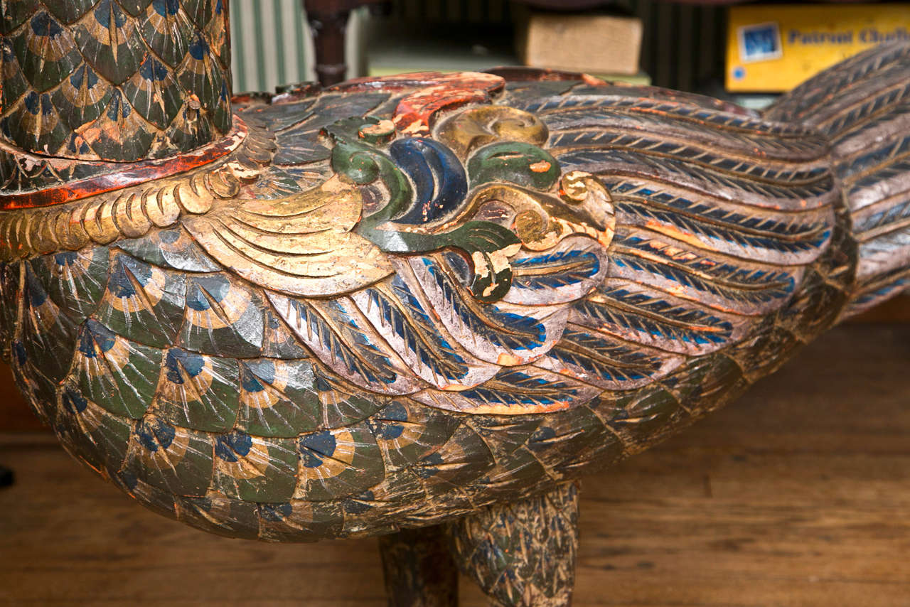 Two Hundred Year Old Wooden Statue of a Royal Goose For Sale 1