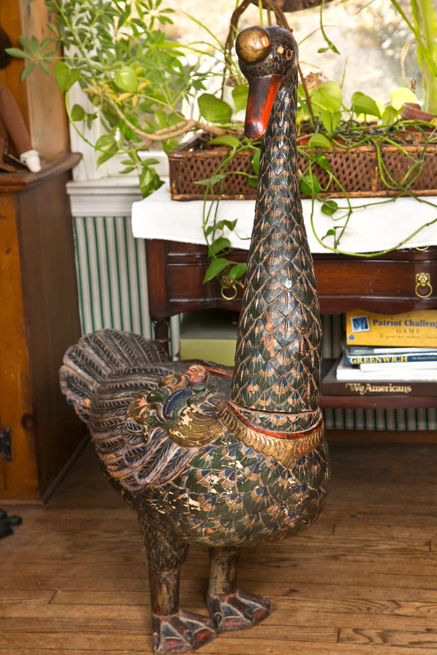 Two Hundred Year Old Wooden Statue of a Royal Goose For Sale 3