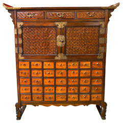 Rattan Faced Apothecary Cabinet
