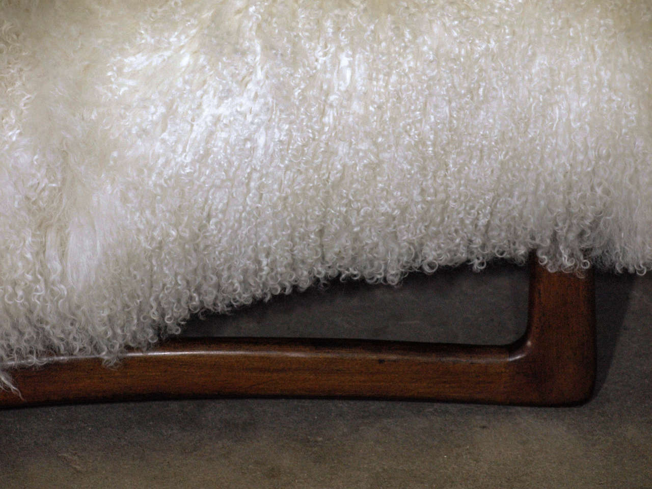 American Elegant Adrian Pearsall Chaise Lounge in Silky Argentine Mongolian Goat Hide