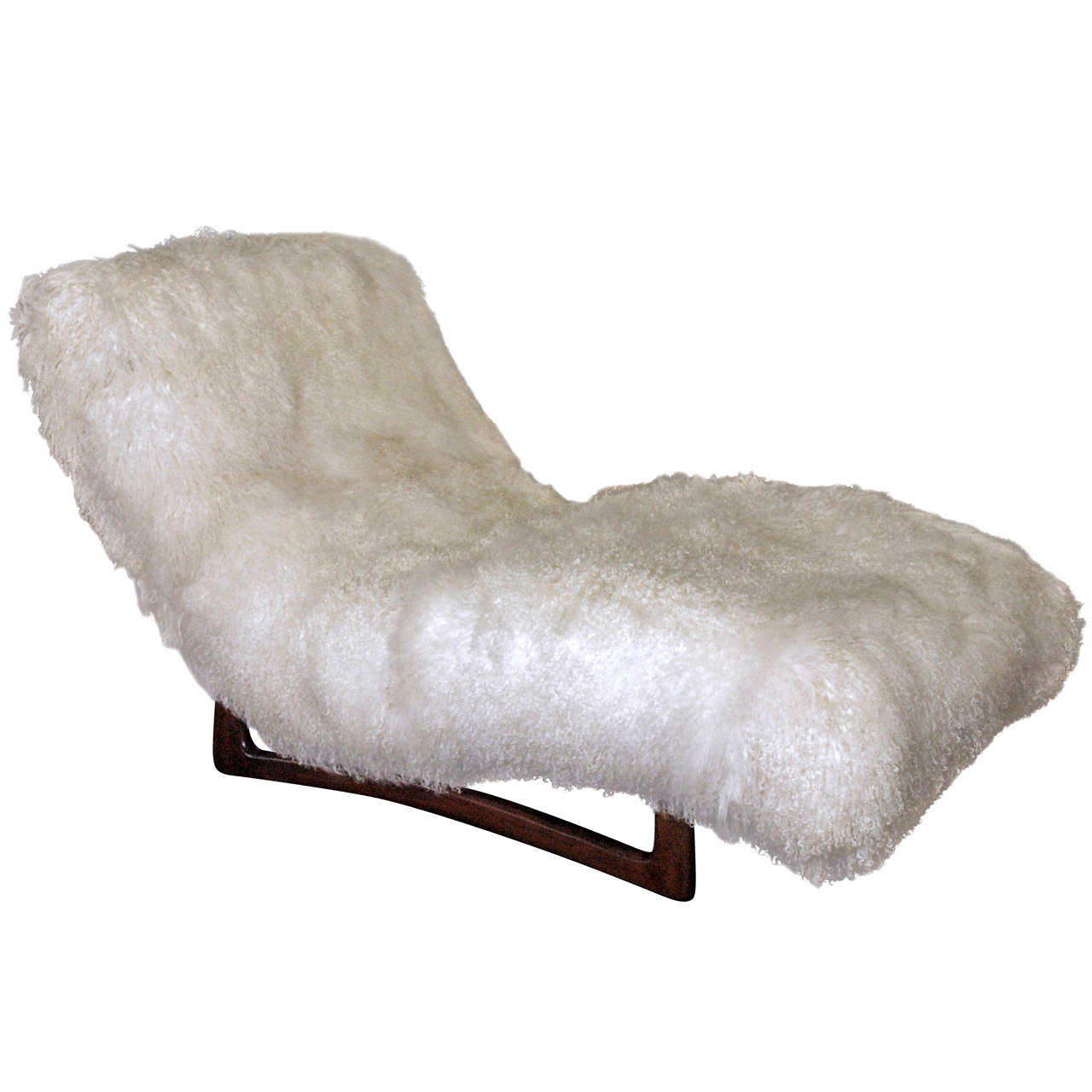 Elegant Adrian Pearsall Chaise Lounge in Silky Argentine Mongolian Goat Hide
